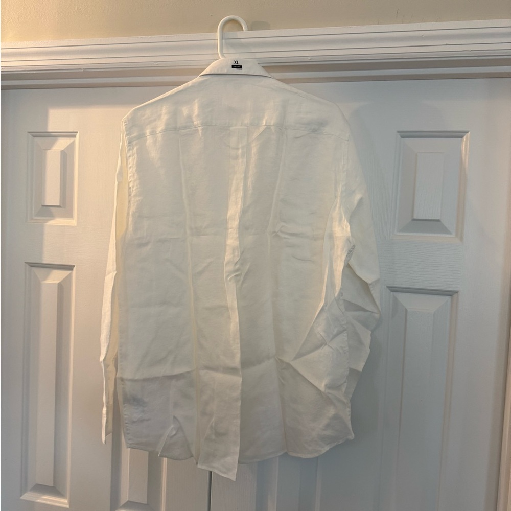 Uniqlo Women's White Casual Linen Button Down Shirt - Picture 4 of 5